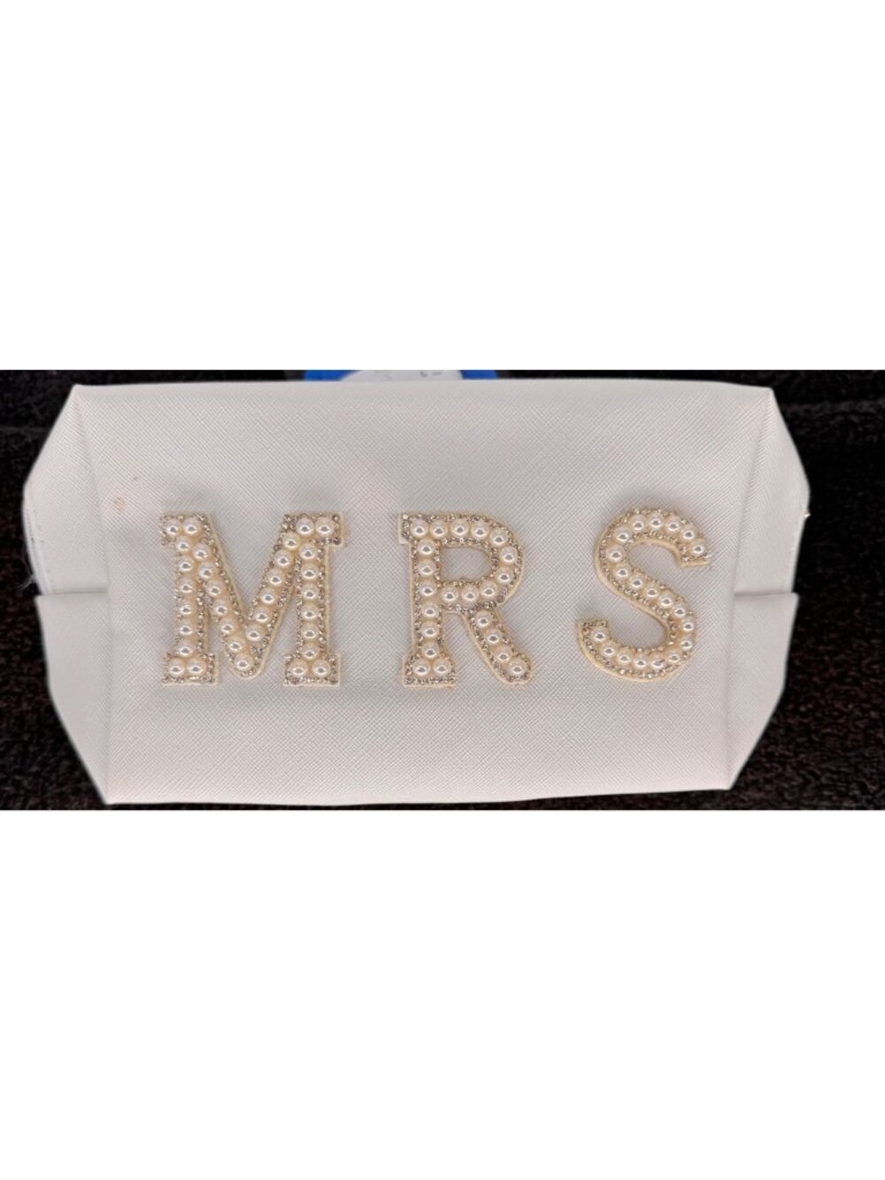 White Bride "Mrs" Clutch With Pearl & Rhinestone Lettering - Picture 2 of 11